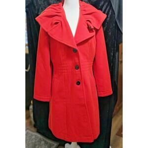 Venus Red Full High Collar Long Winter Coat